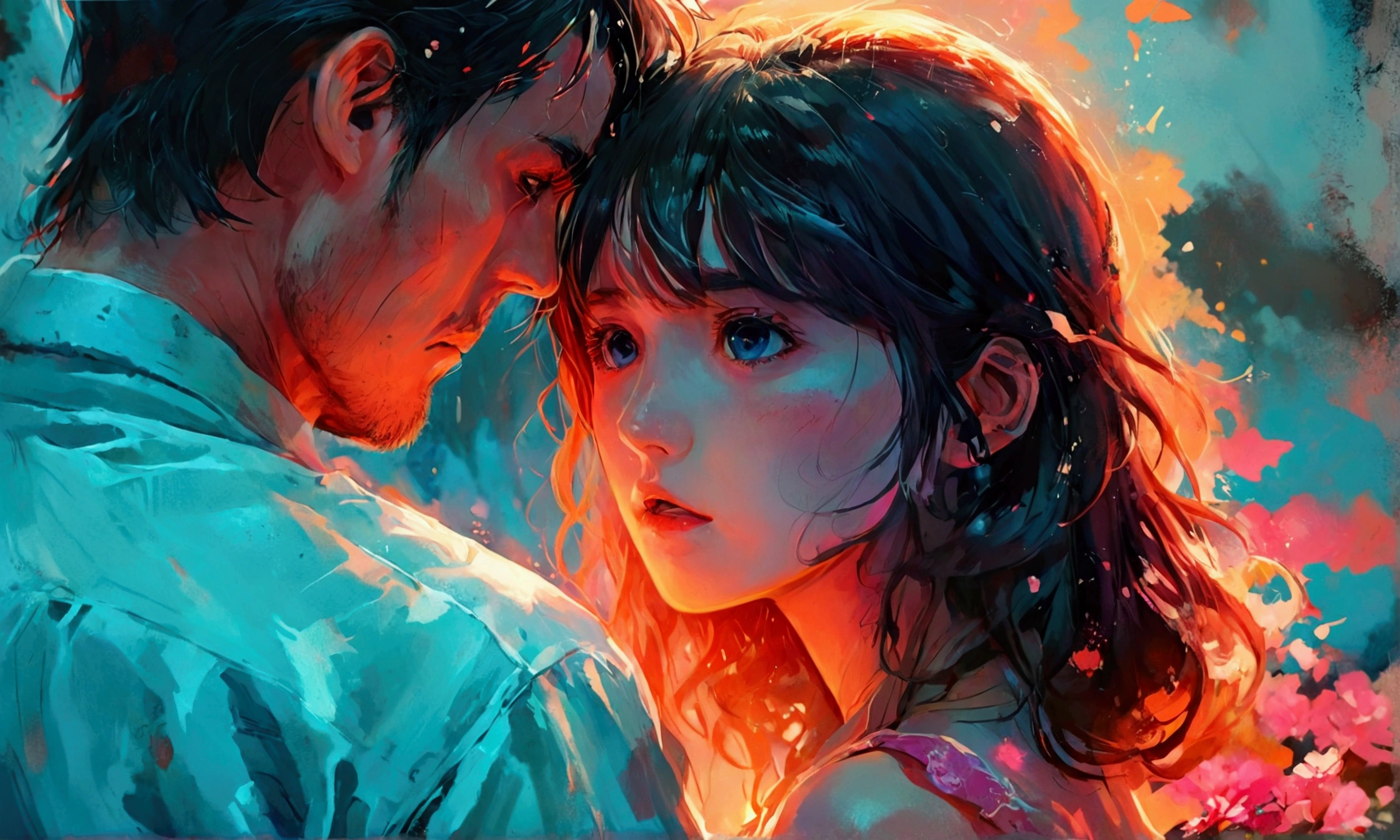 a woman abandoning her husband and her two daughters,manga style art,manga style art,manga style art