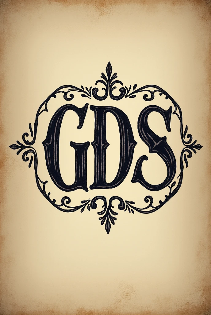 Generate an image of an old style logo of the name unique objects for a rare items store that has the initials gds