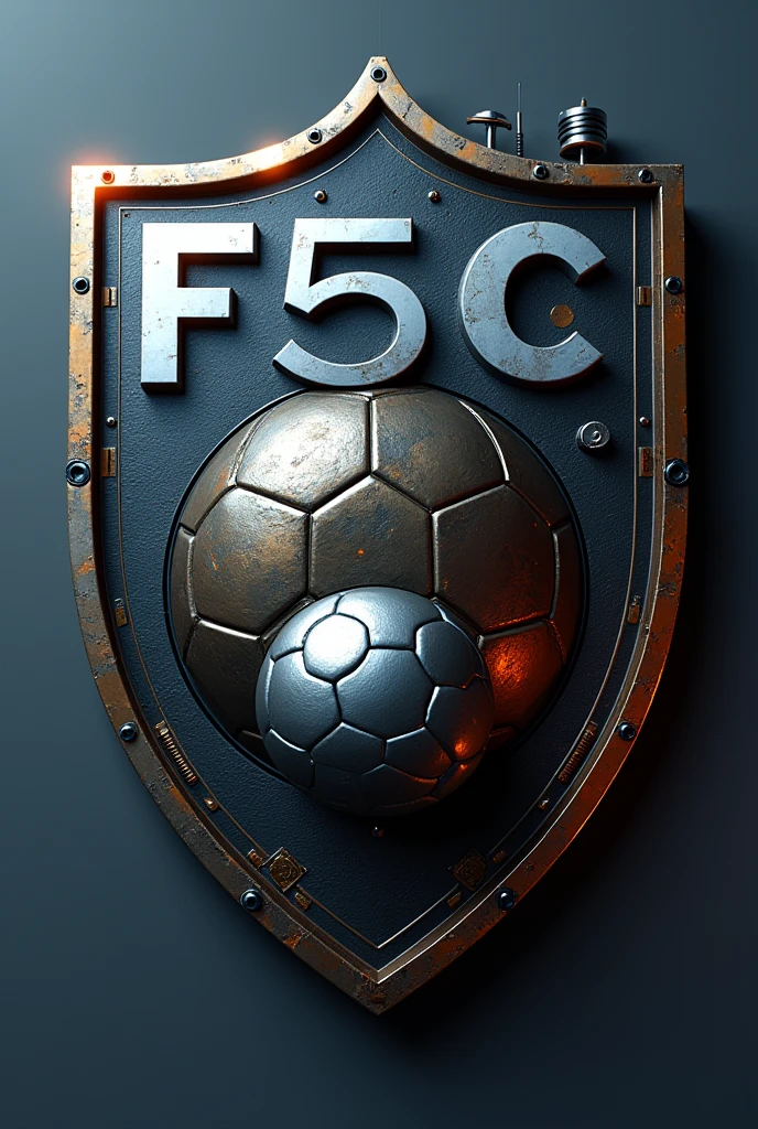 soccer football shield with the name 35 f.c. that has a soccer ball and its interior contains telecommunications equipment antennas