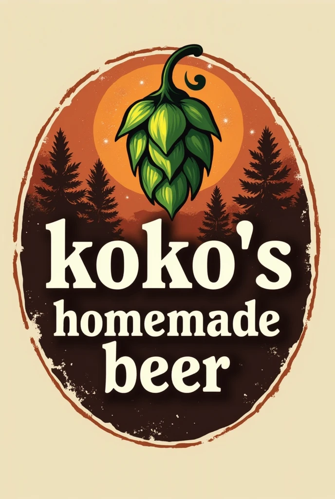 Logo for my company, should be manly. use copper, 1 green hops and my company name, “Koko׳s homemade beer” as a centrepiece, oval.