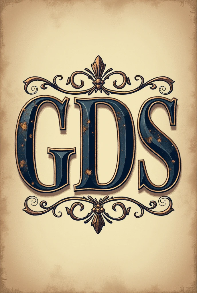 Generate an image of an old style logo of the name unique objects for a rare items store that has the initials gds