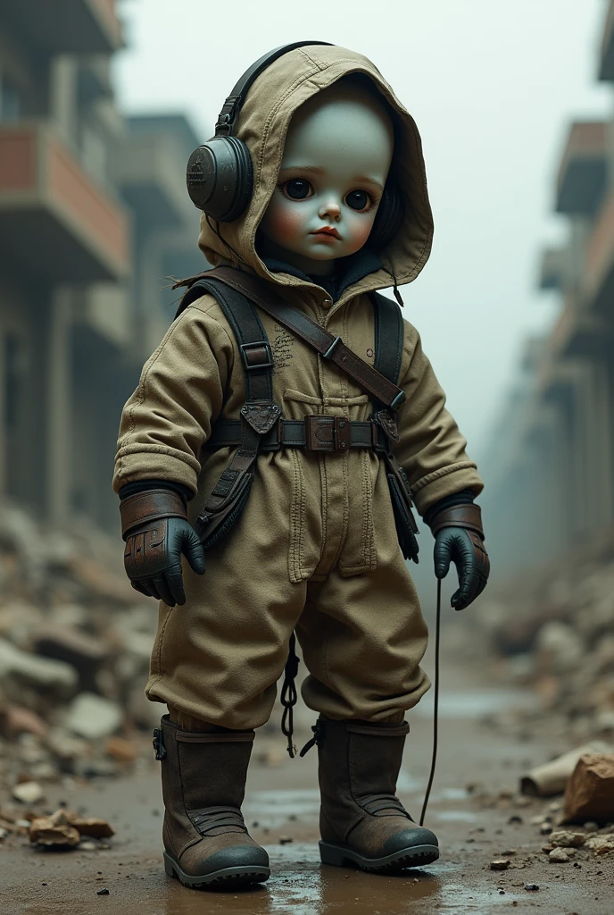 Doll with Boots, glove, Ear Protector and Mask