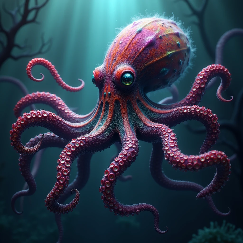 scary and colorful octopus