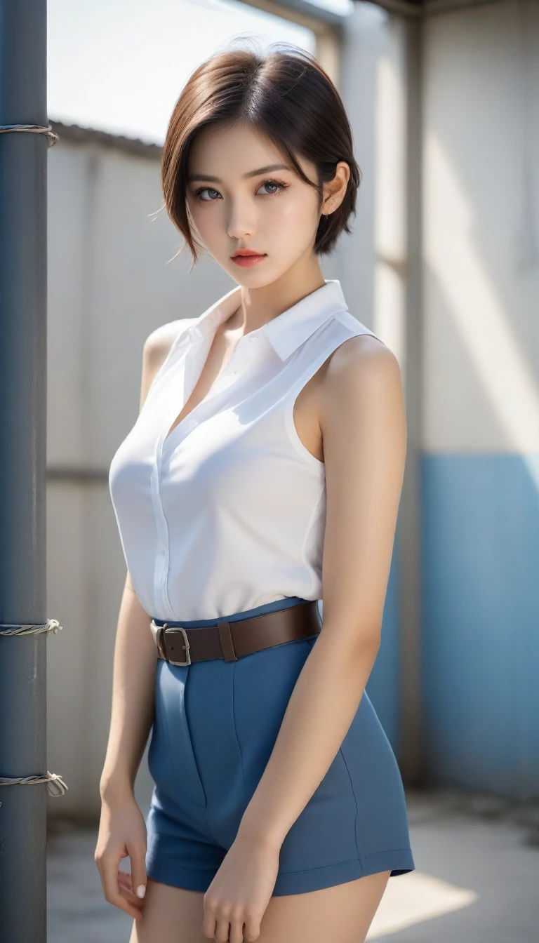 (8k, Best Quality, Masterpiece: 1.2), (Realistic, Realistic: 1.37), Ultra Detailed, 1 Girl, Cute, Solo, Beautiful Detailed Sky, Detailed Cafe, Night, Sitting, Dating, ( red nose), (smile: 1.15), (shut up) small breasts, beautiful and delicate eyes, (collared shirt: 1.1), night, wet, business attire, rain, white lace, (short hair: 1.2), flowing hair NovaFrogStyle,