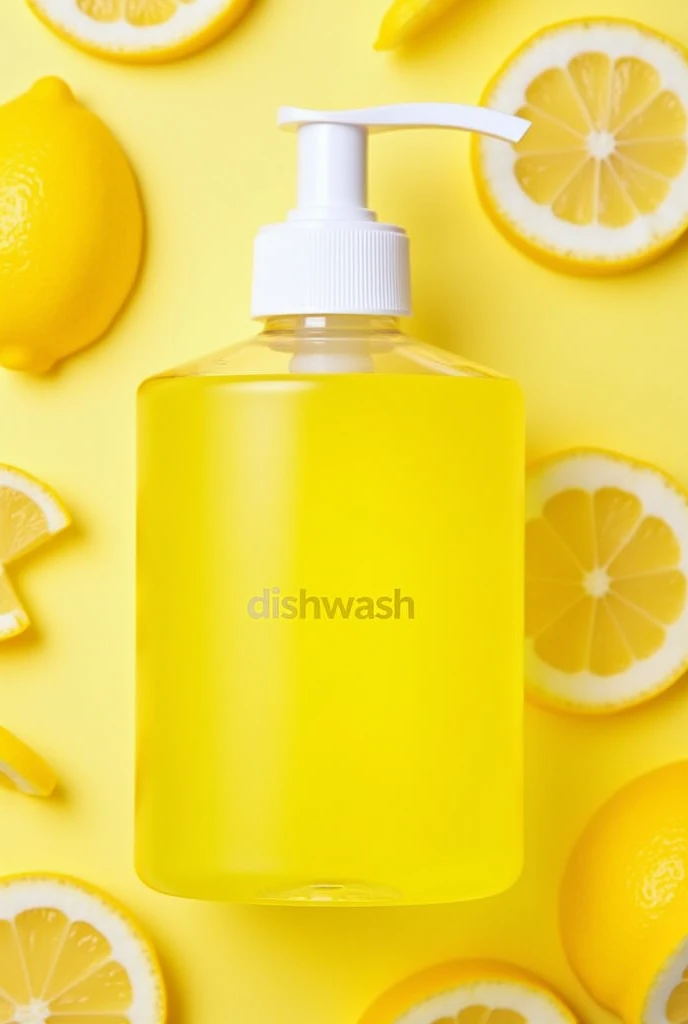 Dishwssh
Yellow  clear dishwash liquid bottle 
Lamon background 
DISHWASH 