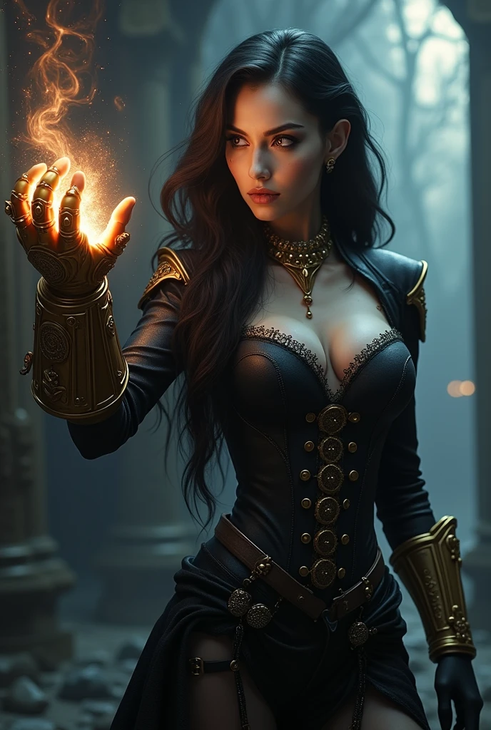 Big booty goth girl with infinity gauntlet realistic