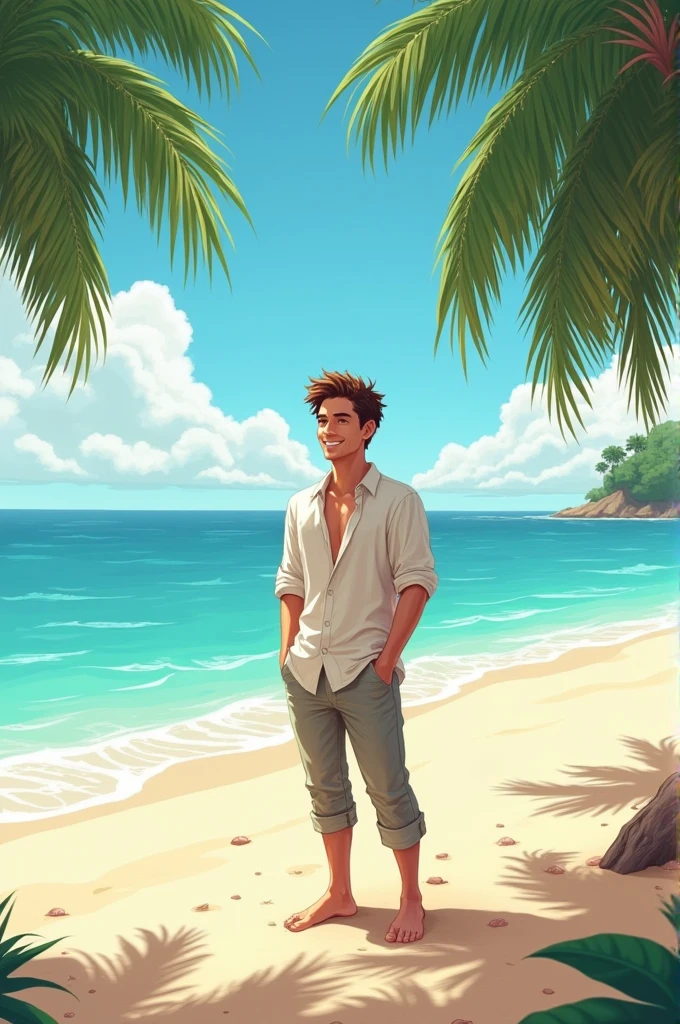 A young man on the beach 