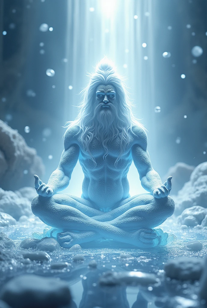 Shree hanuman name's lord( maditation position)brite lite ice,make body ice
