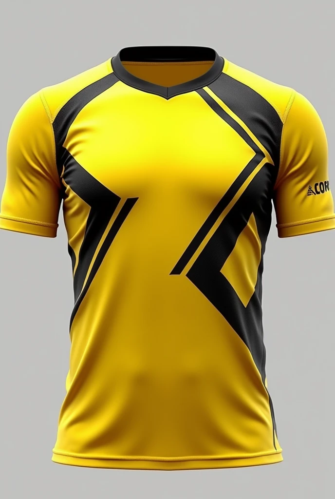  Lycra football shirt in yellow and black with lines