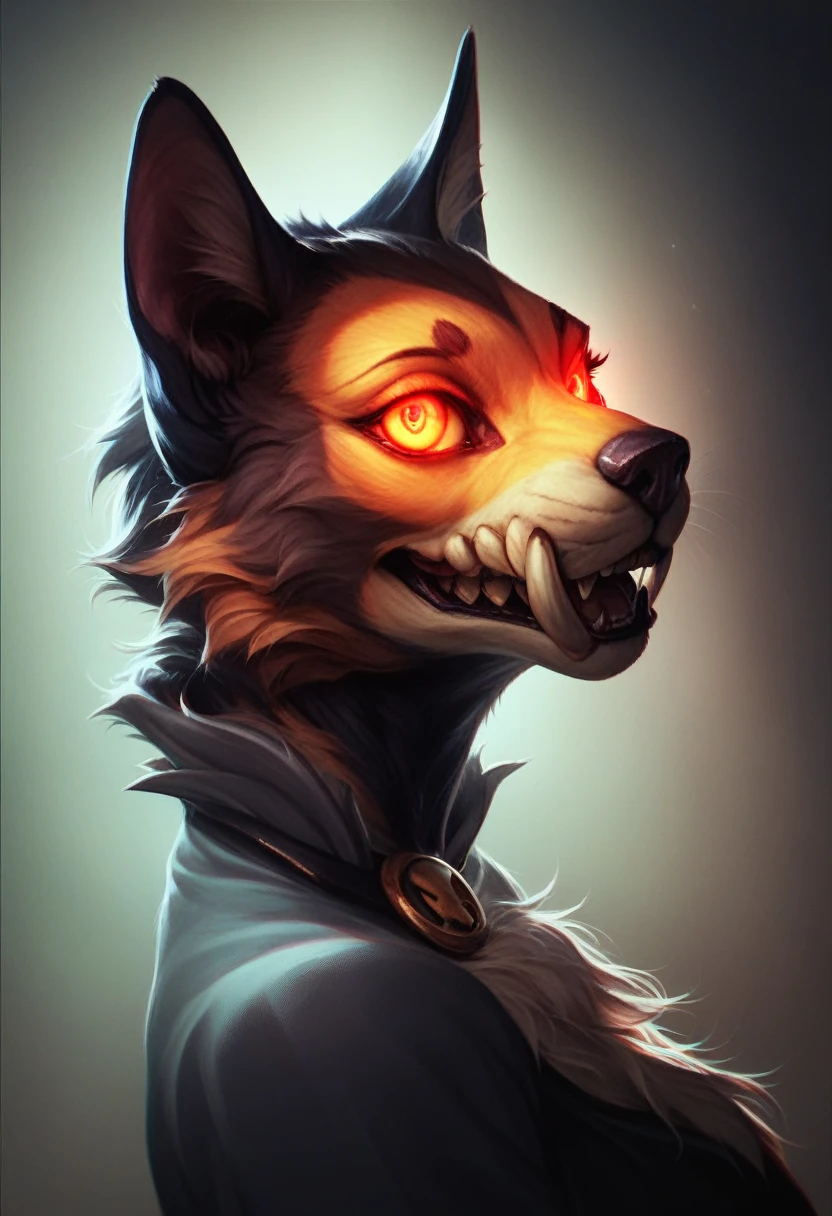 beautiful furry female skulldog, night time, highly detailed, 8k, photorealistic, masterpiece, extremely detailed face, hyperealistic, intricate details, glowing eyes, sharp focus, vibrant colors, dramatic lighting, cinematic composition, moody atmosphere, digital painting, concept art