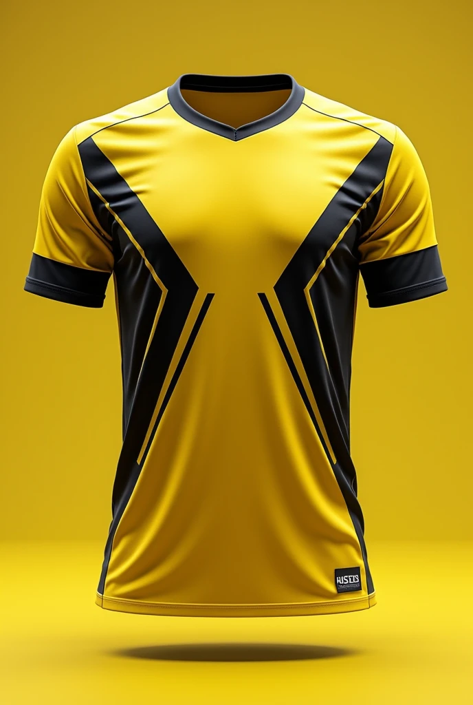  Lycra football shirt in yellow and black with lines