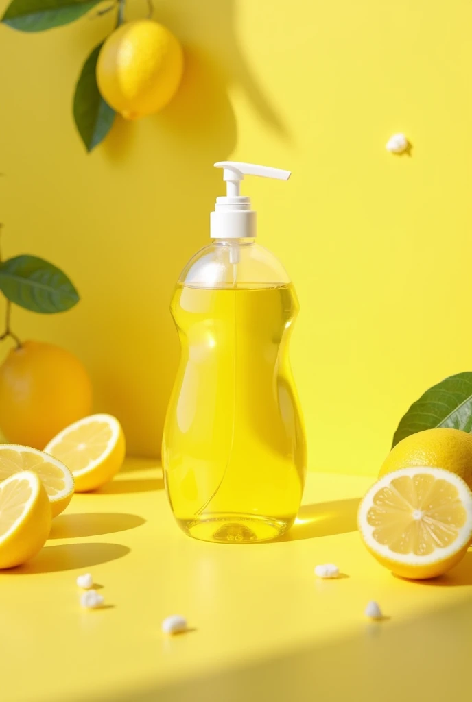 Dishwssh
Yellow clear dishwash liquid bottle
Lamon background
DISHWASH
Kitchen background
With lady