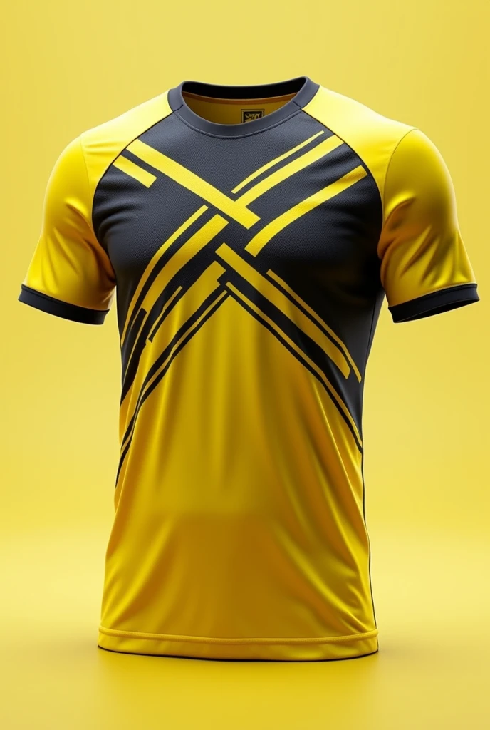 Lycra football shirt in yellow and black with lines