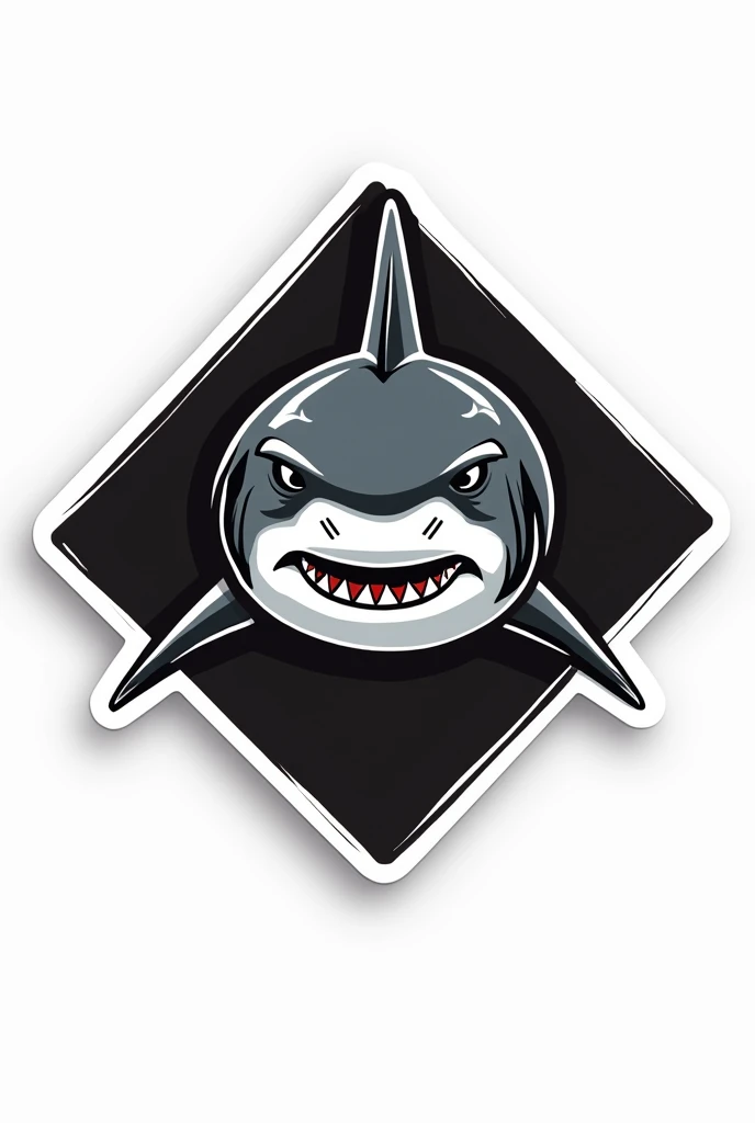 Diamond shark sticker Black and white