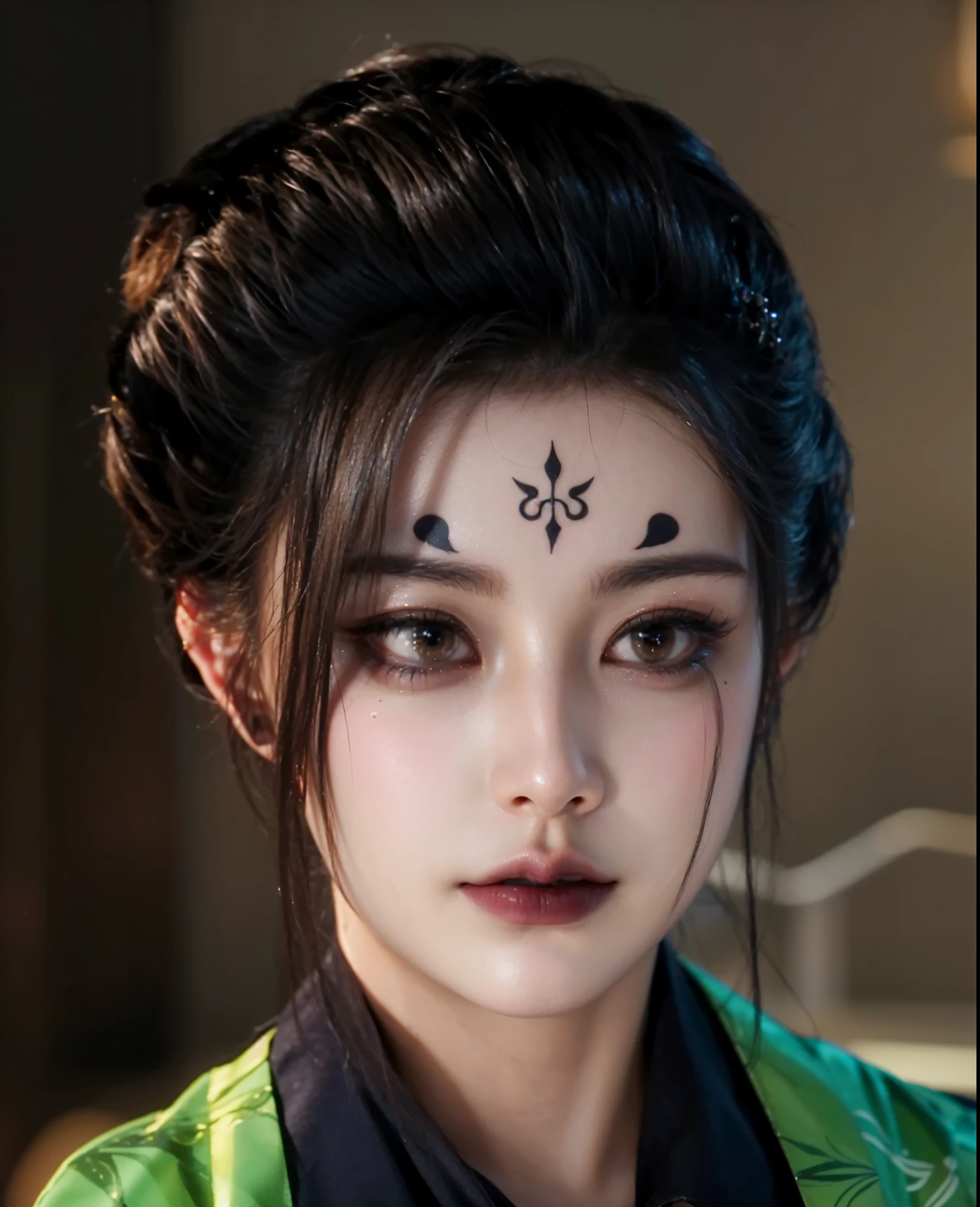 Game Art,CG Animation,Best image quality,Maximum resolution,8K picture quality,(A bust photo),(portrait),(Head close-up),(Rule of Thirds),Unreal Engine 5 rendering works,20 year old girl,((Queen)),The eyes are very detailed,(Large Breasts),Elegance and nobility,Ray Tracing,Game CG,((3D Unreal Engine)),OC rendering reflection mode,4K,Ultra-clear,Translucent lace,Fair and plump figure,Pretty Face,Glossy Gel Coat,身着华贵礼服的Queen,Gorgeous clothing,Luxurious and exquisite jewelry,Colorful makeup,Full figure,Dark red lipstick,精致Gorgeous clothing,Supermodel,Gold Jewelry,Luxurious clothing,Gold and diamond jewelry,Rich facial details,Delicate and delicate skin texture,Gorgeous eyeshadow makeup,Three-dimensional facial features,Pearl and Gemstone Necklace,Have a tattoo,Dark style makeup,Female monster