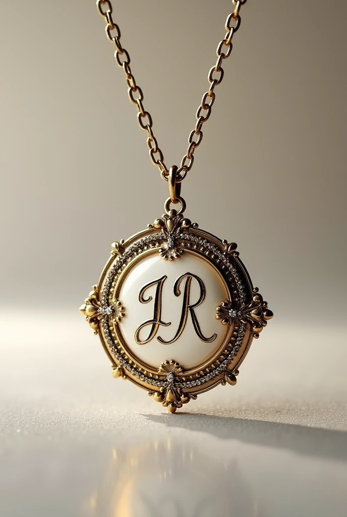 A pendant with the initials J and R