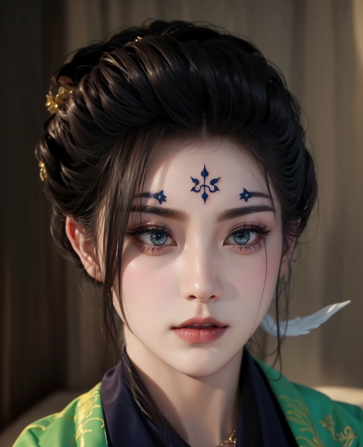Royal sisters,Exquisite eyes,Frozen Queen,Put the crown on your head,Detailed facial expressions body,Tall and big,Glamorous characters,Leg length,4K,HD,Sensual,White translucent lace,白皙full image,Little cherry mouth,Beautiful and lovely,full image,Glossy Gel Coat,Vampire Queen in luxurious robes,Have a tattoo(Intricate tattoo designs),Ice Princess,Rich facial details,Angel,Eyes are blue(Pupils as deep as the starry sky),Silk printed clothes,Necklace gold,Chinese Hanfu,Black Myth