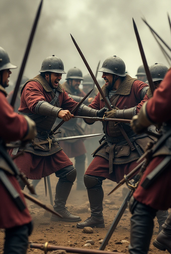 Soldiers fighting hand to hand, 17th century