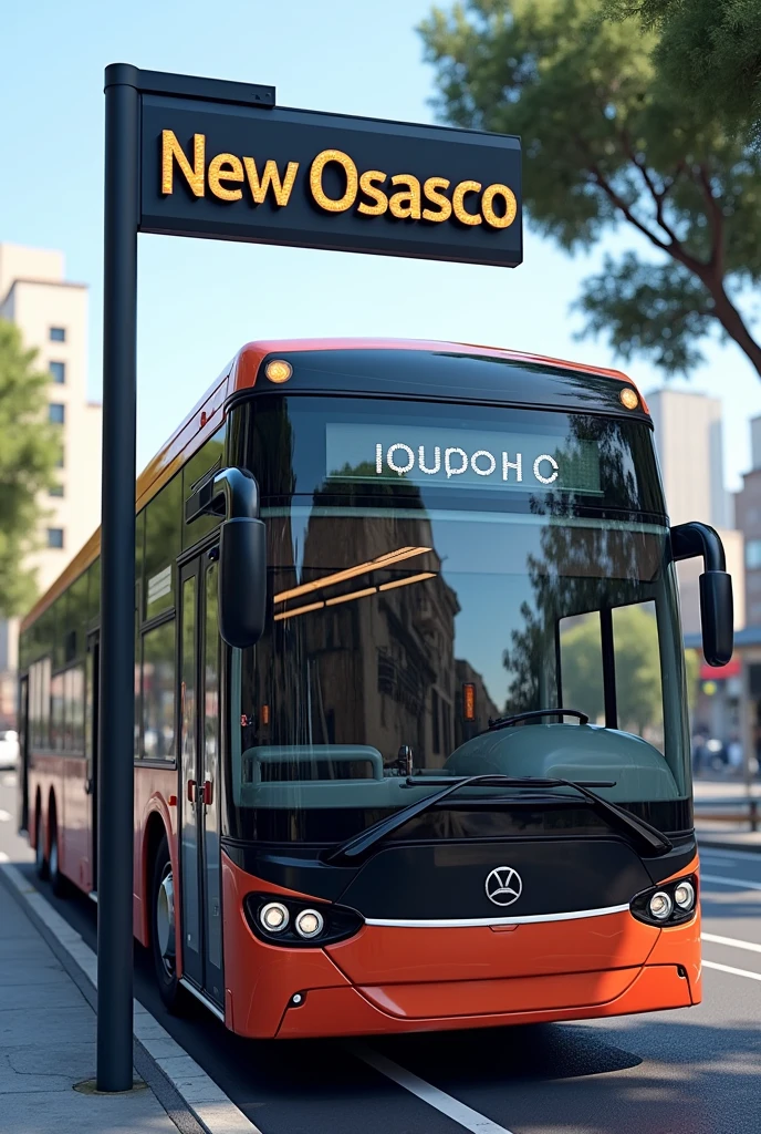 Articulated bus on the bus sign: New Osasco