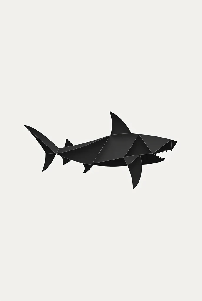 2d shark made of rhombuses Black and white logo