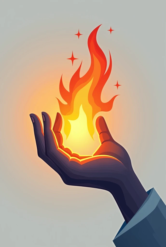 A hand on its side from which a spark of fire comes out. In the form of a logo with a little more detail