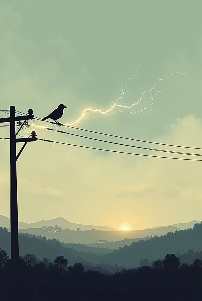 A bird is sitting on one wire and a current is passing through the wire.When the bird touches the other wire, it receives a current and falls down.