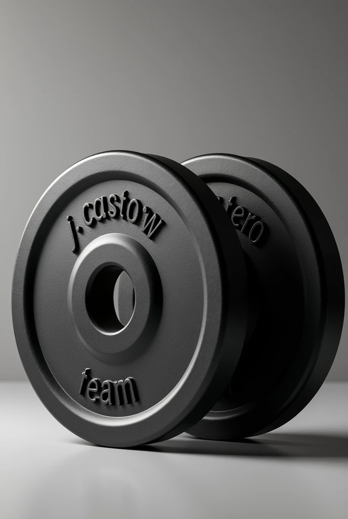50kg weightlifting plates with name "J.Castro team" written on the ring