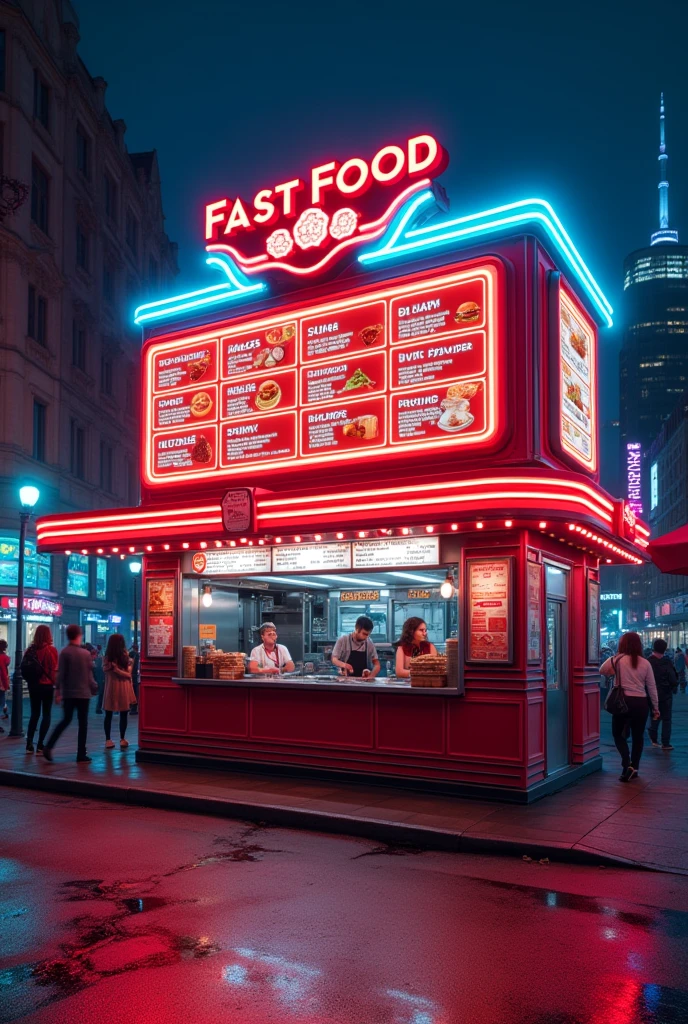 Fast food beautifull stall with led board in american style