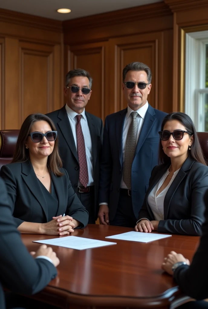 board of directors with two men and two women a group with dark glasses
