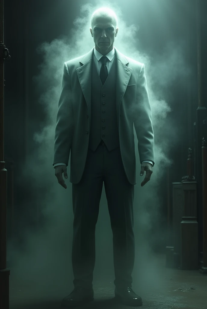Ghost from call of duty in a old fashioned suit.