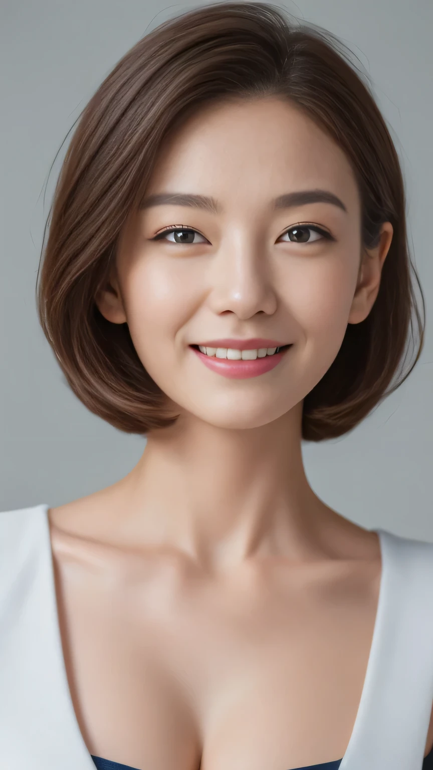 ((Highest quality, 8k, masterpiece: 1.3)), 1 person, The beauty of slim abs: 1.3, Old sailor suit,(Bob Hair 1.2),good: 1.1, Highly detailed face, Delicate eyes, double eyelid, smile, Home,Big Breasts,Cleavage