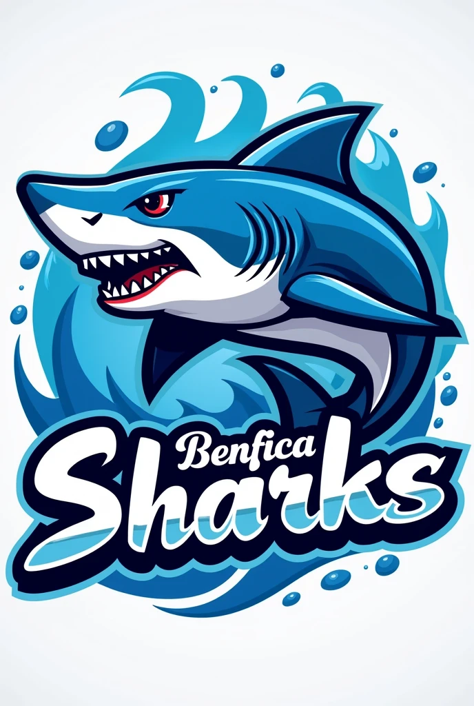 I'm at my school's intramural games and we are the color blue. We chose a shark as the mascot and we need a great brand logo with a shark to use on Instagram, written benfica sharks