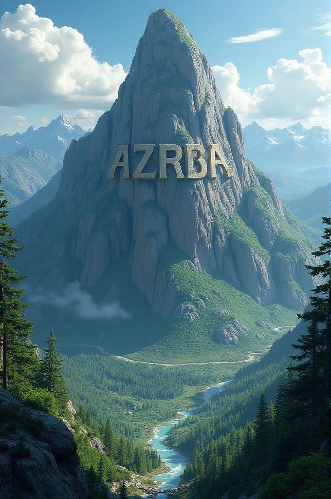 a mountain with azra written on it