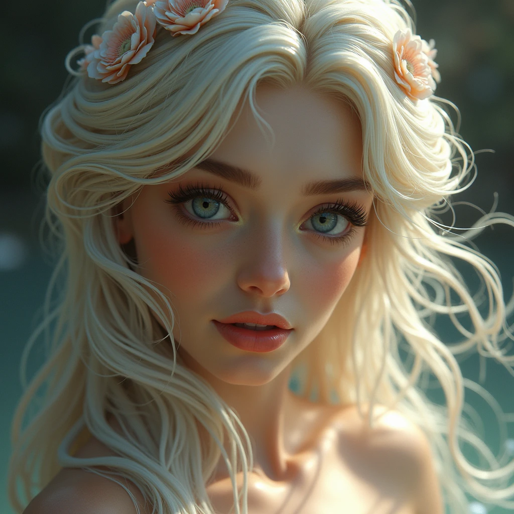(masterpiece, high resolution, high detail, best quality, the most important work), magnificent, stunning, spectacular, breathtaking, good-looking, pretty, handsome, cute, lovely, attractive, gorgeous, melodious, exquisite, dazzling, majestic, Aphrodite, the goddess of beauty and love, Most beautiful goddess, Moon Goddess, Incarnation of beauty, close to viewer, loving look, best smile