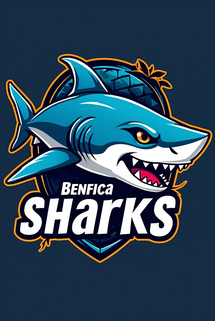 I'm at my school's intramural games and we are the color blue. We chose a shark as the mascot and we need a great professional brand logo with a shark to use on Instagram., written benfica sharks