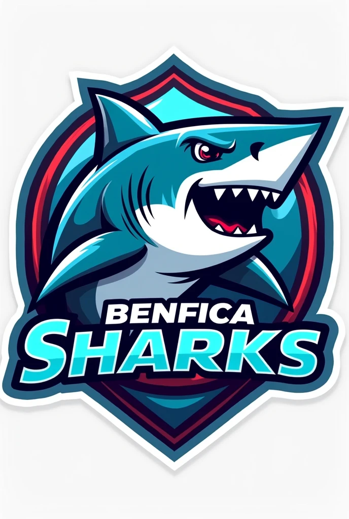 I'm at my school's intramural games and we are the color blue. We chose a shark as the mascot and we need a great professional brand logo in Portuguese with a shark to use on Instagram, written benfica sharks