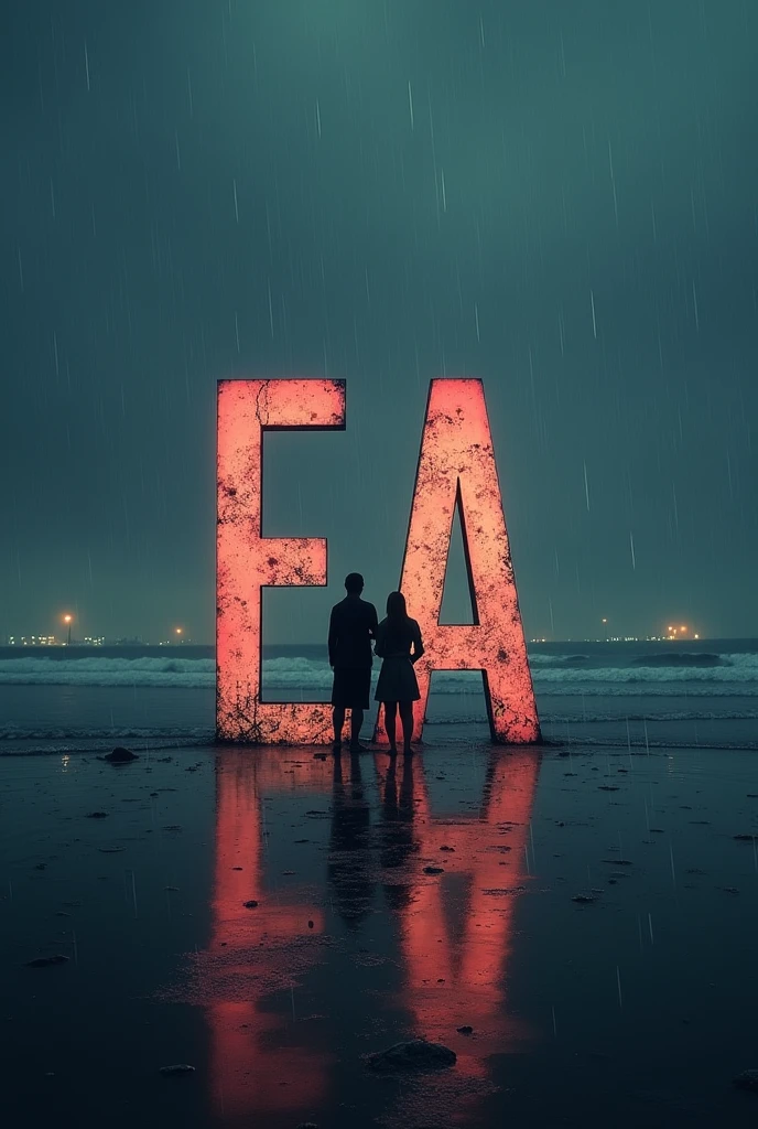 Show me a picture where written "EA" with hurtful breakup background for Whatsapp status