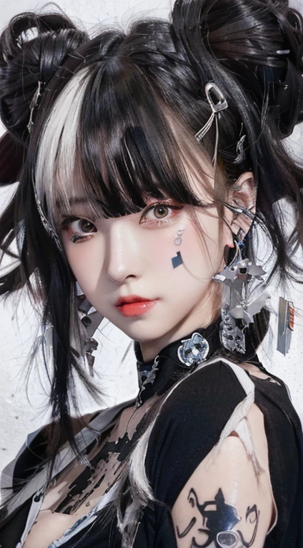 anime girl with black hair and white shirt with earrings, awesome anime face portrait, guweiz style artwork, as a mechanic lady, detailed anime character art, guweiz, detailed portrait of anime girl, 1 7 year old anime gothic girl, anime character art, detailed digital anime art, Portrait of a lady mechanic, beautiful animated portrait