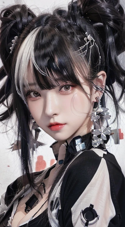 anime girl with black hair and white shirt with earrings, awesome anime face portrait, guweiz style artwork, as a mechanic lady, detailed anime character art, guweiz, detailed portrait of anime girl, 1 7 year old anime gothic girl, anime character art, detailed digital anime art, Portrait of a lady mechanic, beautiful animated portrait