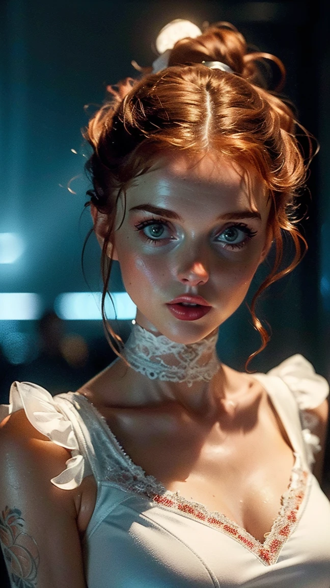 (8k, ARTISTIC photography, best quality, masterpiece: 1.2), (realistic, photorealistic: 1.37), over-detailed, (high-detail skin: 1.2), 8k uhd, SLR camera, soft lighting, high quality, film grain, Arri Alexa, cinematic lighting, photonic display, brightness, physically rendered photo (80s style Female villain in a bar,), cute face, (((Lily Cole))), ( red neon in background lights) ((no smile)), over-detailed face, (( dressed futuristic Alexandre Vauthier dress)), ((( white clothes )), ((( intricate outfits))), posing, a bar with neon lights, nightclub, smoking (((pure 8K))), (((perfect anatomy))), extremely high-quality graphics, Riddley Scott, Blade Runner, Denis villeneuve (((cinematic lighting))), ((clear details)), complex, highly detailed background,