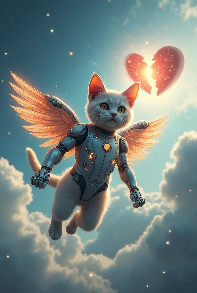 robotic costume flying cat at the heaven  and broken heart