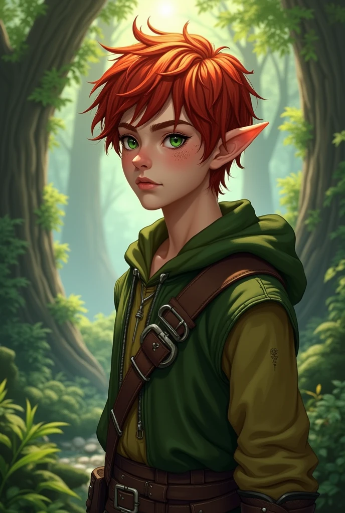 Half elf man with short red hair