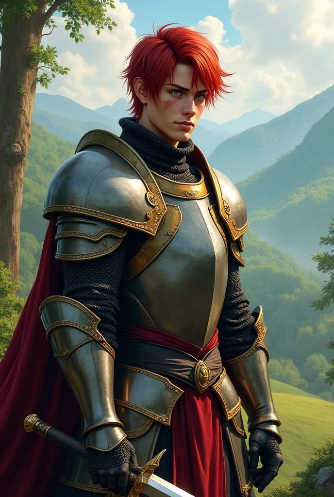 Knight Half-elf man with short red hair