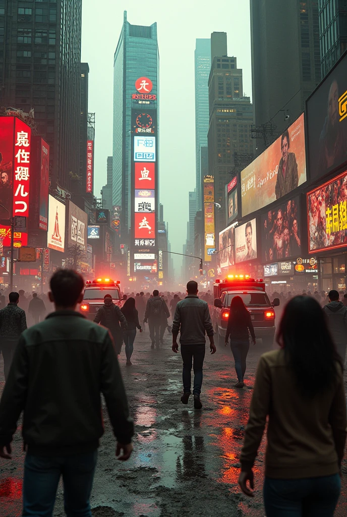 Crime scene in the middle of a futuristic city