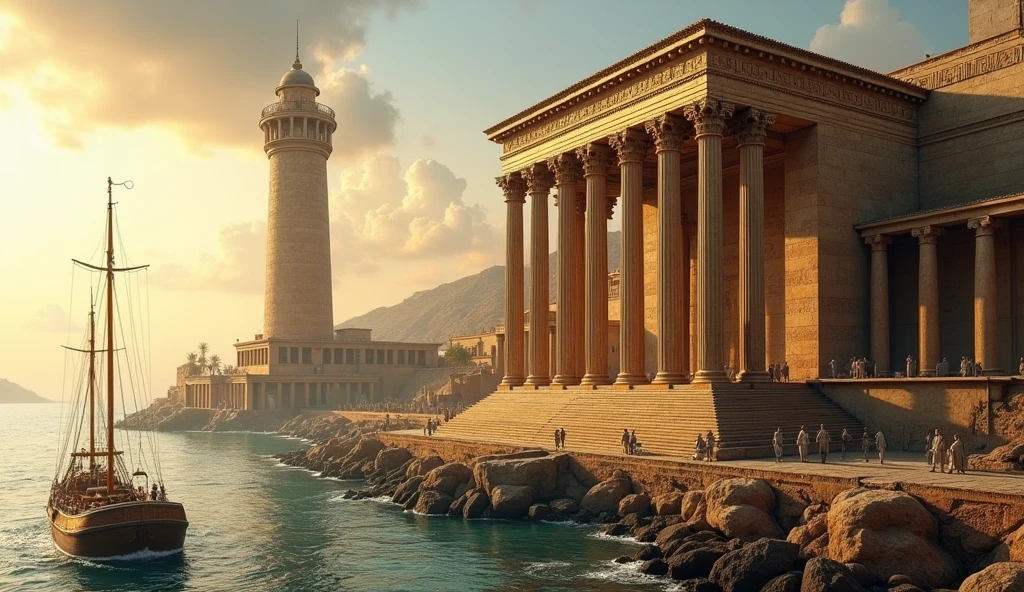 images of the great library and lighthouse of alexandria grandeur