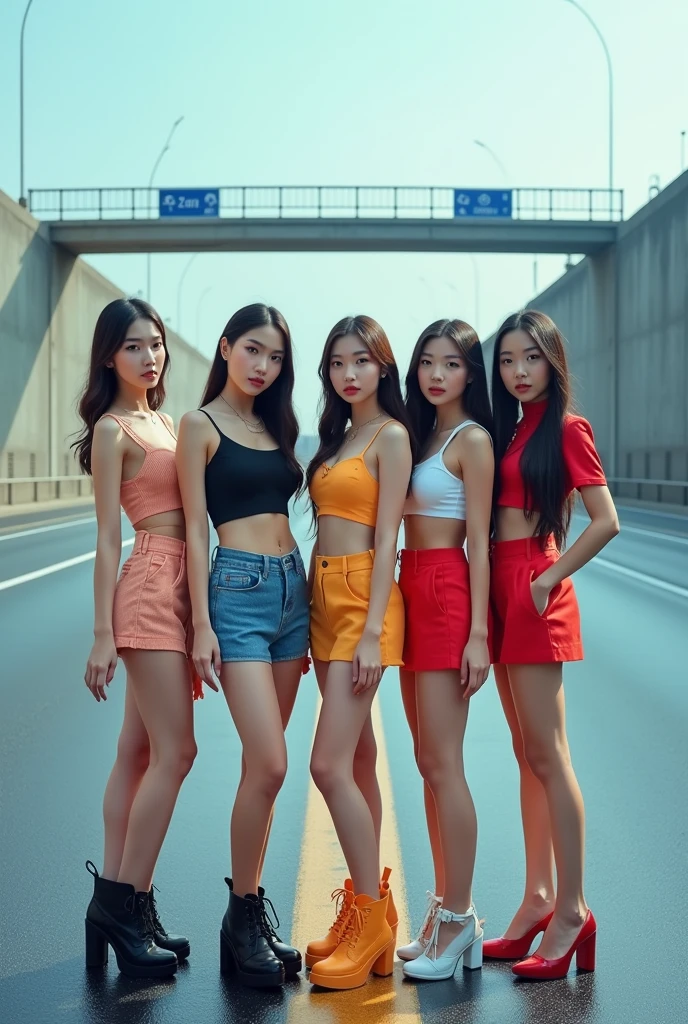 HD PHOTO KPOP GİRL GROUP FİVE 5 GİRLS IN HIGWAY HD PHOTO HIGWAY VERSION