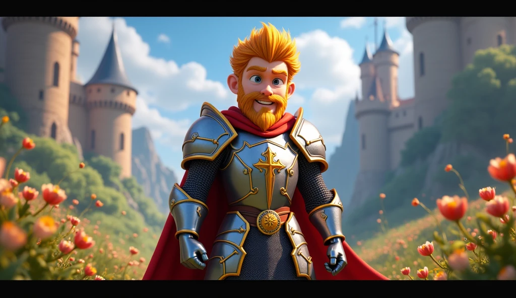 Im Stil von Pixar 3D-Animation filmen. Youtube channel page of the knight Iprime with thumbnails showing knightly heroic deeds.