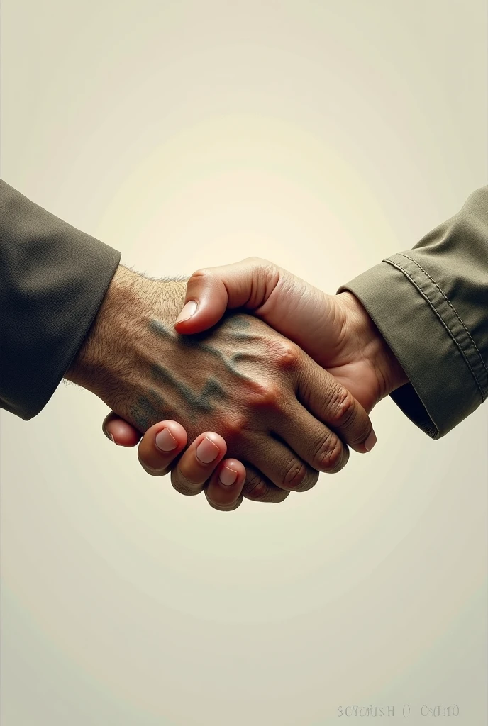 hand shaking another hand, that the first hand has an environmental effect and the other has a labor effect