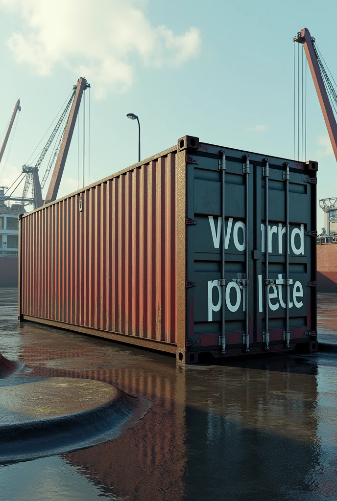 a maritime container that has said world poblete

