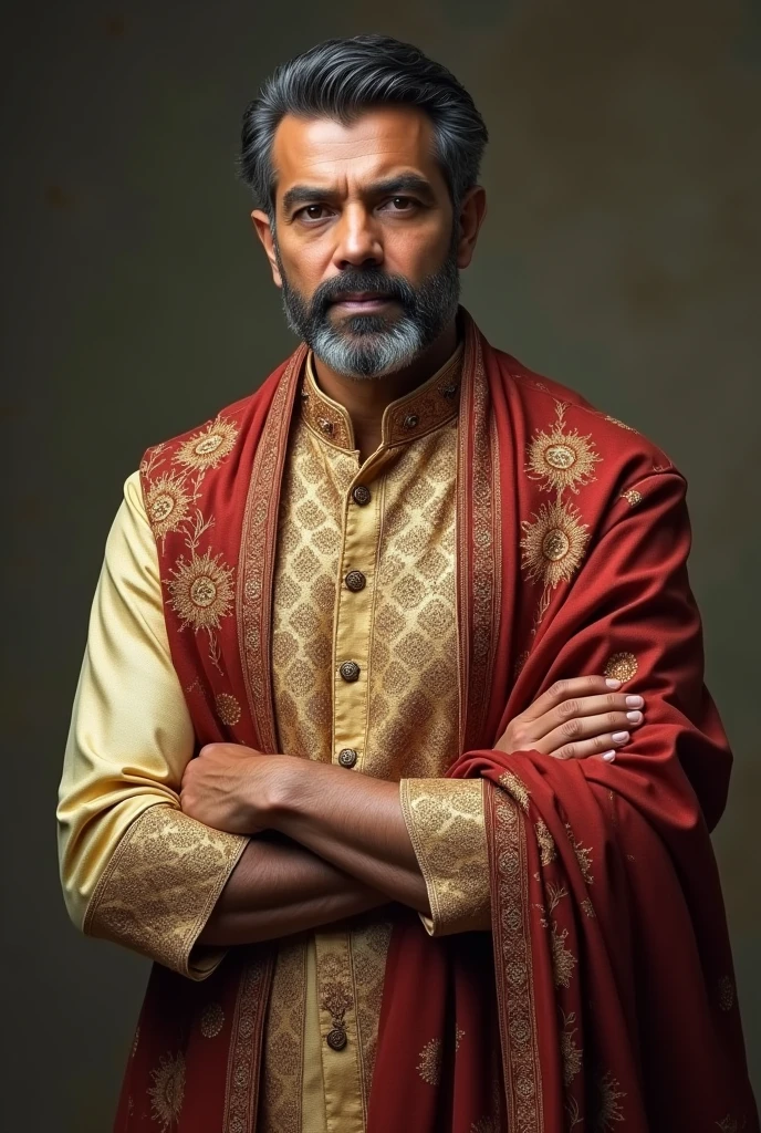 Rich looking Indian male mid 50s, fair